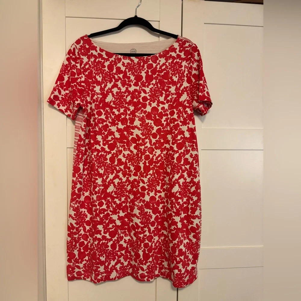 Tory Burch Red and White Floral Shift Dress